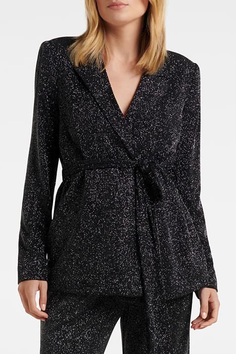 HARLOW GLITTER WRAP BLAZER BLACK by Forever New