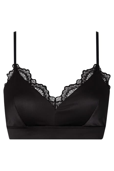 SATIN LACE TRIANGLE BRALETTE BLACK by Understatement