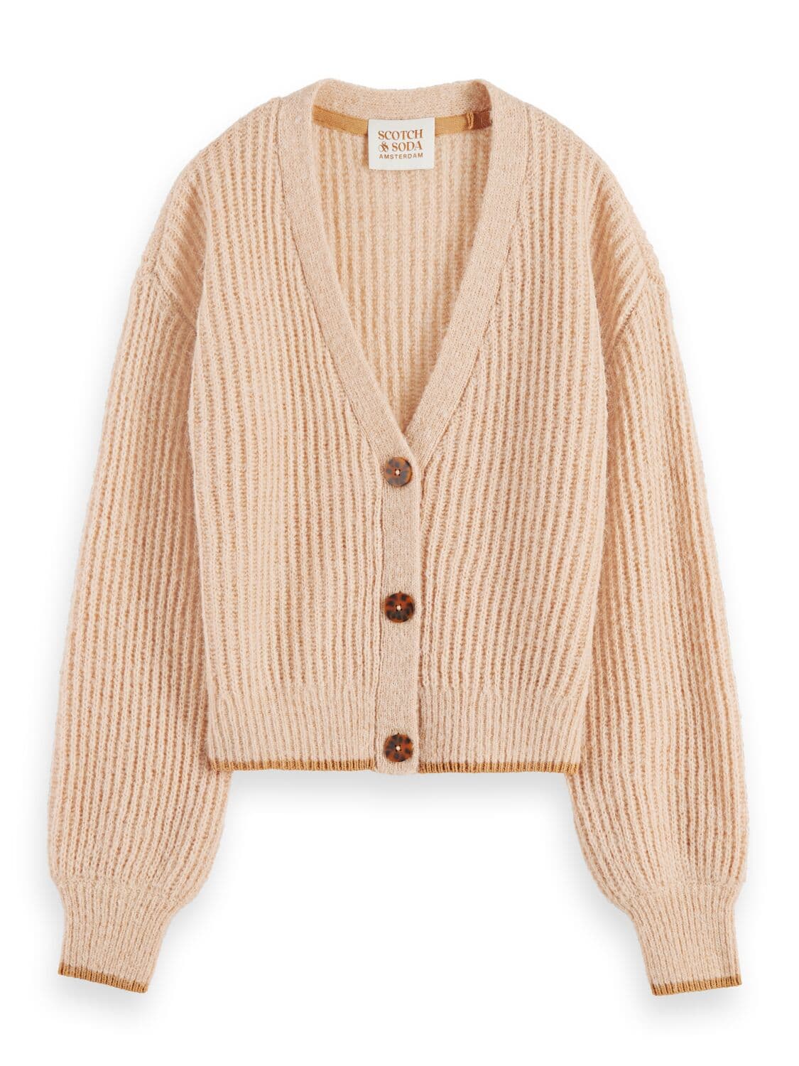 FUZZY KNITTED CARDIGAN CAMEL MELANGE by Scotch & Soda