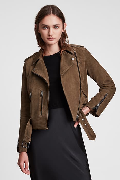 SUEDE BALFERN BIKER KHAKI GREEN by AllSaints