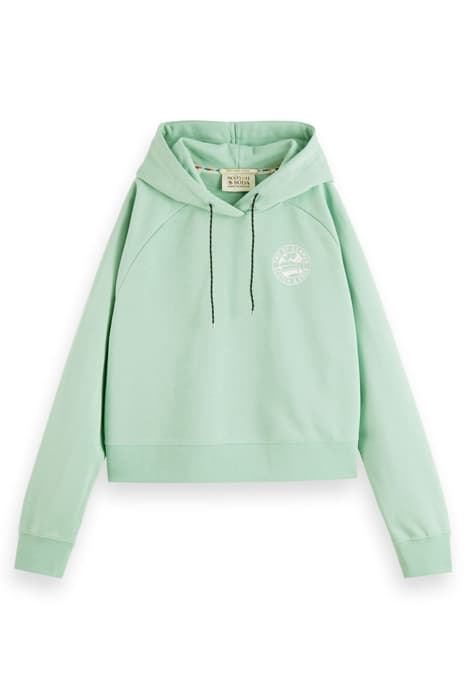 RELAXED FIT RAGLAN CROPPED HOODIE AQUA GREEN by Scotch & Soda