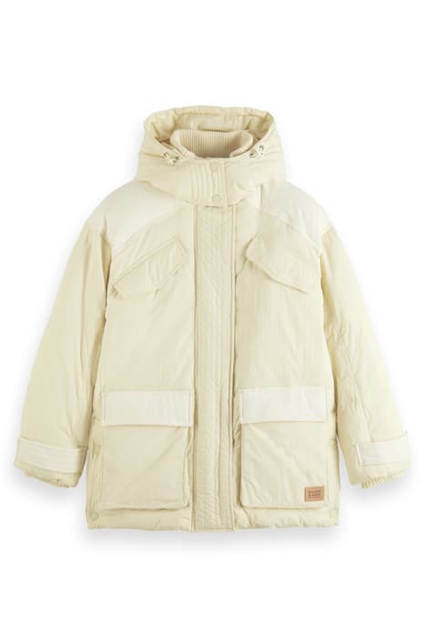 PARKA IN MIXED QUALITIES WITH REPREVE® FILLING AGED WHITE by Scotch & Soda