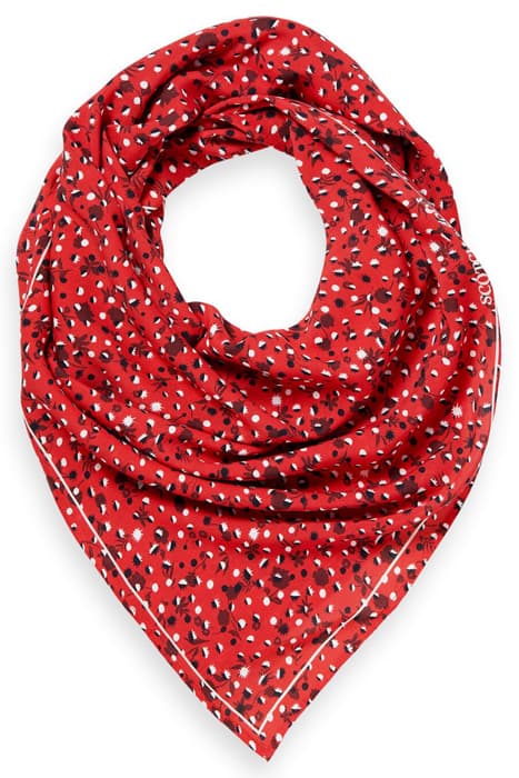 PRINTED LIVAECO™ MODAL SCARF SPACE FLORAL ELECTRIC RED by Scotch & Soda