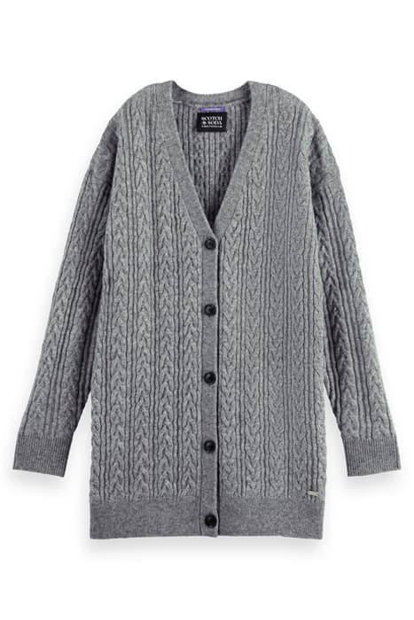 LUREX CABLE STITCH WOOL-BLEND CARDIGAN GREY MELANGE by Scotch & Soda