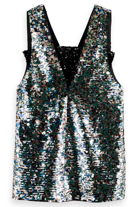 HERO PIECE SEQUIN PINAFORE MINI DRESS WITH REMOVABLE BANDEAU by Scotch & Soda