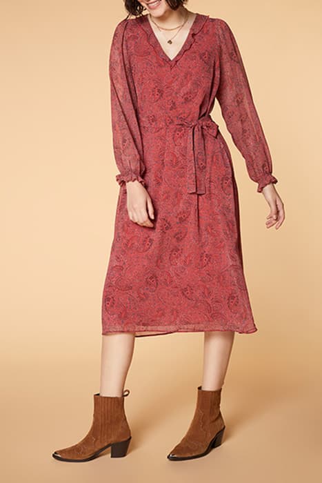 RUBY - TERRACOTTA PAISLEY PRINT MIDI DRESS by ONE STEP