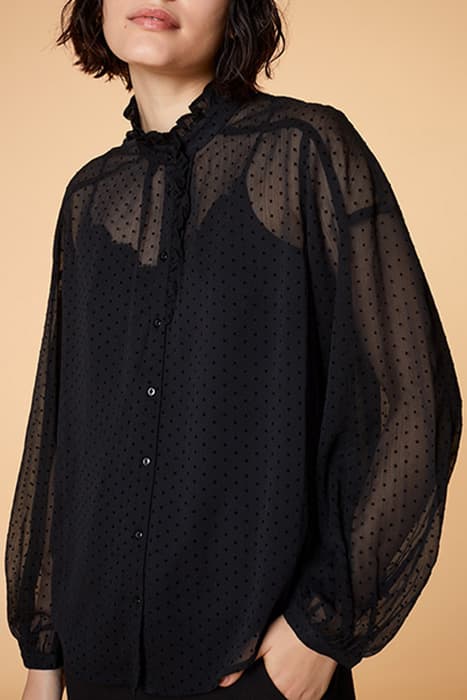 CUTTY - BLACK SHIRT IN TRANSPARENT PLUMETIS VOILE by ONE STEP