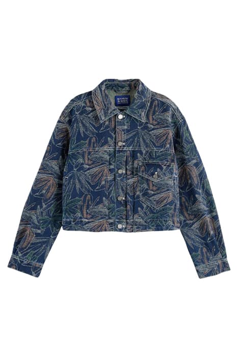 WASHED FLORAL JACQUARD DENIM JACKET WASHED INDIGO by Scotch & Soda