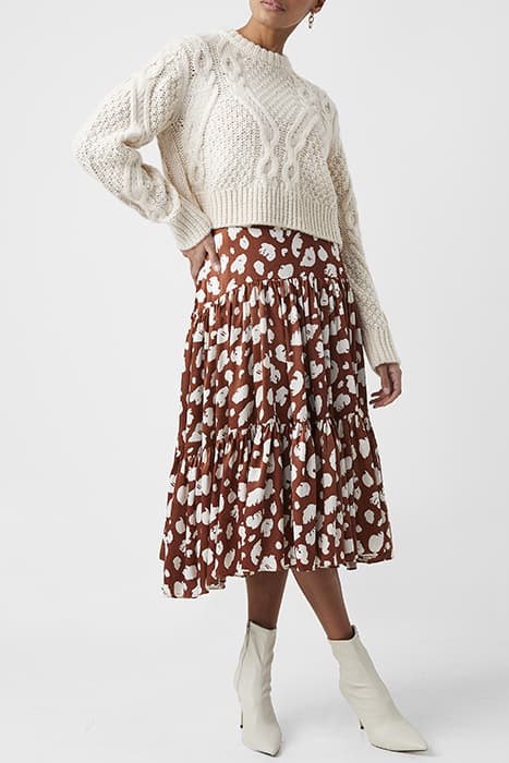 PF AIMEE INU TIERED SKIRT BROWN PATINA-CLCREAM by French Connection