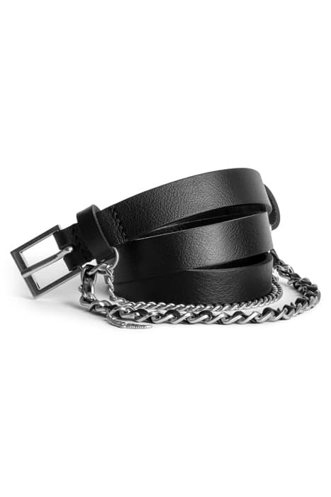 ROCK CHAIN BELT LEATHER NOIR SILVER by ZADIG&VOLTAIRE