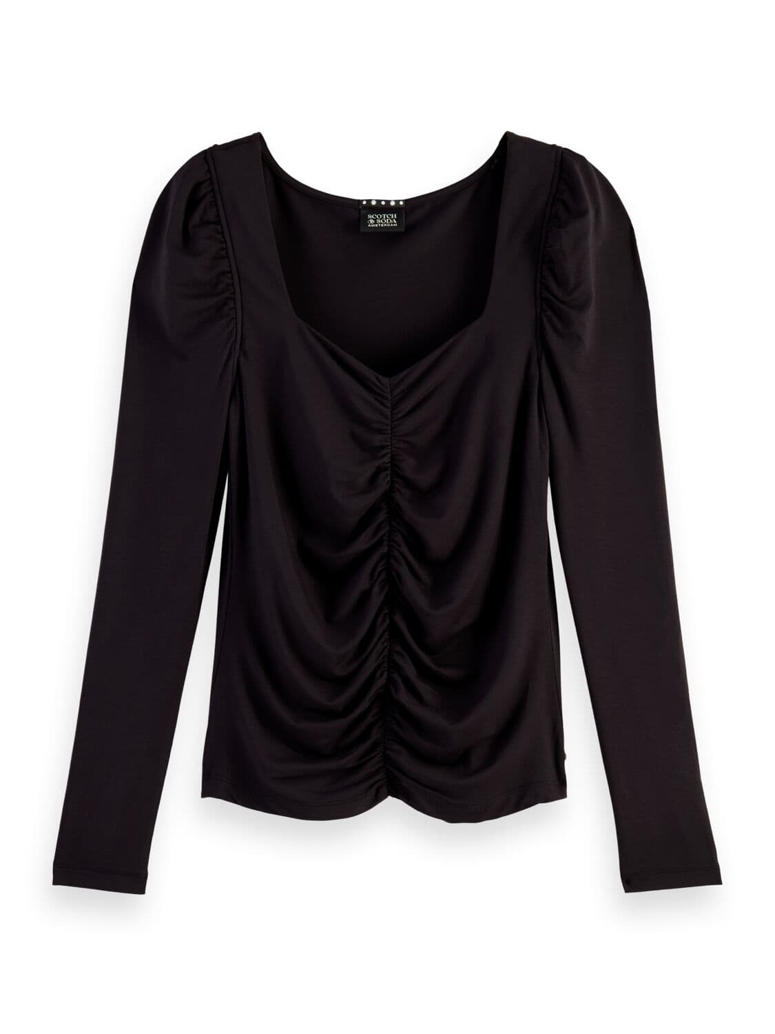 GATHERED FRONT LONG SLEEVED TOP BLACK SKY by Scotch & Soda