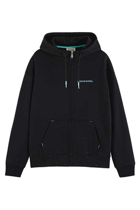 UNISEX ZIP-THRU HOODIE IN ORGANIC COTTON BLACK by Scotch & Soda