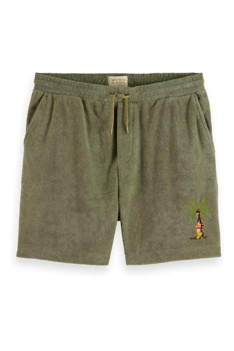 FAVE- TOWELING BERMUDA SHORT WITH EMBROIDERY ARMY by Scotch & Soda