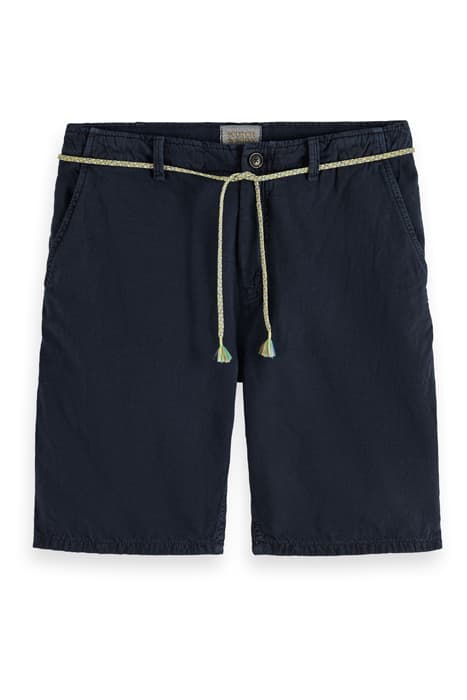 FAVE - GARMENT DYED COTTON LINEN SHORT NAVY by Scotch & Soda