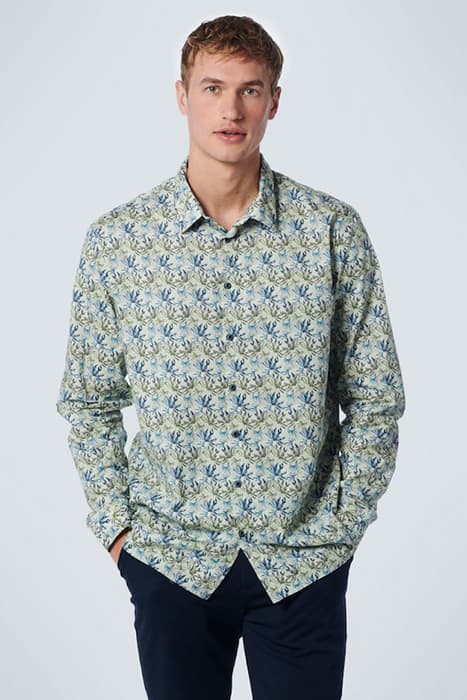 SHIRT STRETCH ALLOVER PRINTED LIGHT GREEN by No Excess