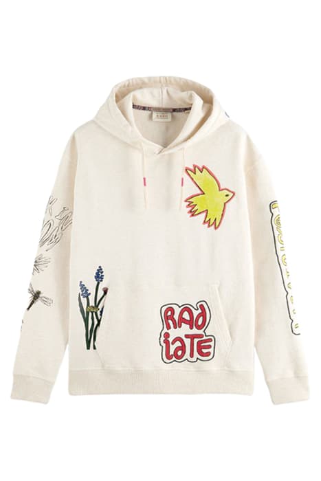 WORKED-OUT ARTWORK HOODIE OFF WHITE by Scotch & Soda