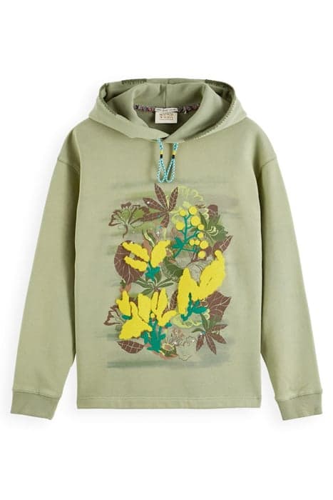 WORKED-OUT ARTWORK HOODIE ARMY by Scotch & Soda