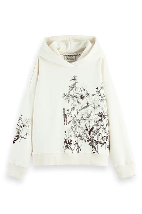 SEASONAL LOOSE FIT HOODIE WITH WATERCOLOUR ARTWORK AGED WHIT by Scotch & Soda