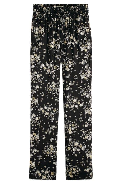 NINA - MID RISE TAPERED PRINTED SILKY TROUSERS DANDELION BLA by Scotch & Soda