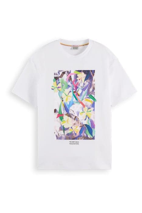 DIGITAL FLOWERS LOOSE FIT T-SHIRT IN ORGANIC COTTON WHITE by Scotch & Soda