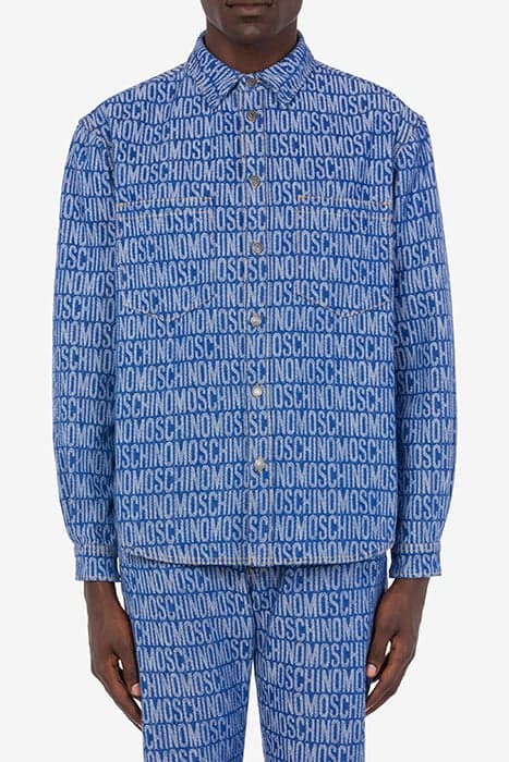 ALLOVER LOGO JACQUARD DENIM SHIRT BLUE by Moschino