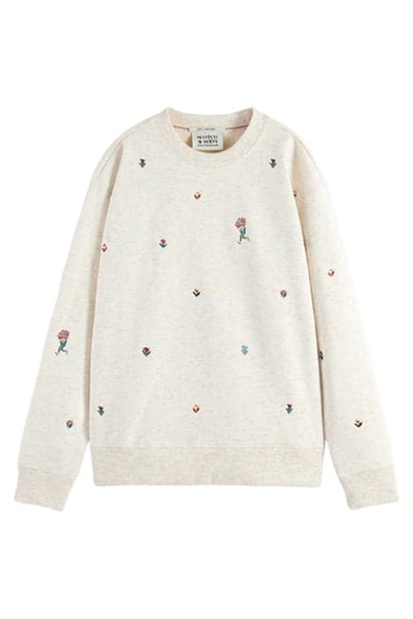 RELAXED FIT EMBROIDERED SWEATSHIRT VANILLA WHITE MELANGE by Scotch & Soda