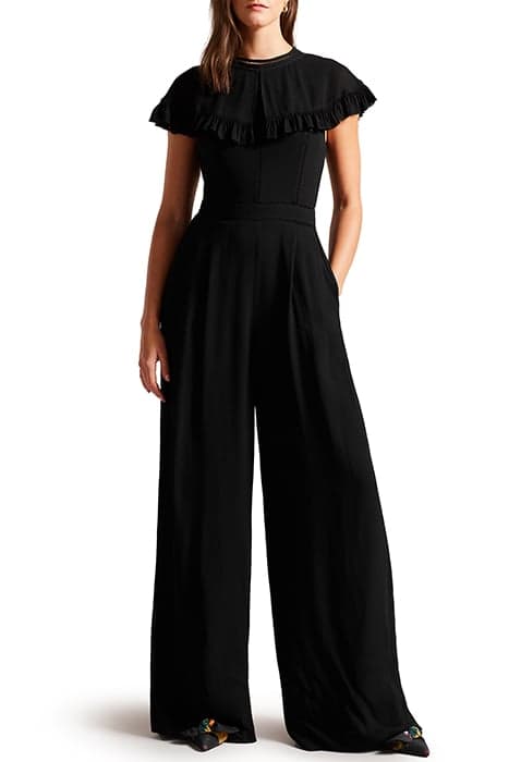 OLIVVEE CAPE JUMPSUIT WITH LADDER TAPE DETAIL BLACK by Ted Baker