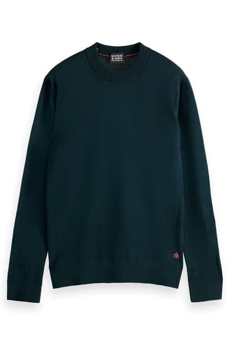 ESSENTIALS - MERINO WOOL LOGO CREWNECK PULLOVER SPACE GREEN  by Scotch & Soda