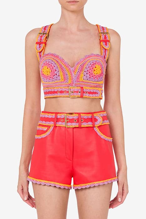 CROCHET DETAILS NAPPA CROP TOP RED by Moschino