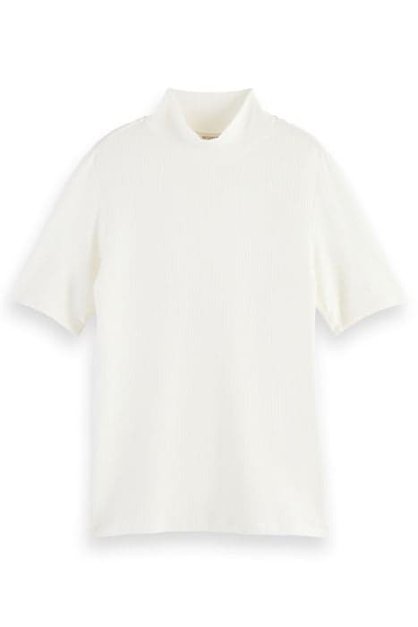 MOCK NECK RIBBED SLIM-FIT TOP AGED WHITE by Scotch & Soda