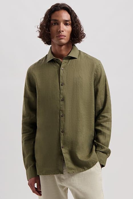 BASIC SHIRT LINEN ARMY GREEN by Dstrezzed