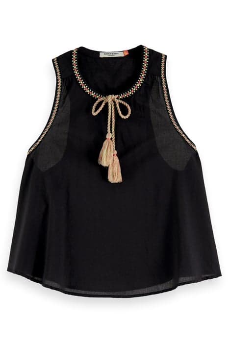 SLEEVELESS TANK WITH GATHERING AND TIES BLACK by Scotch & Soda