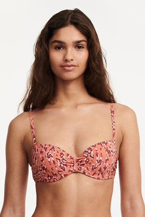 SW BRA TSHIRT HALF CUP MEMORY ORANGE LEOPARD by Chantelle