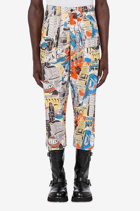 CITY PRINT NYLON TROUSERS GREY by Moschino