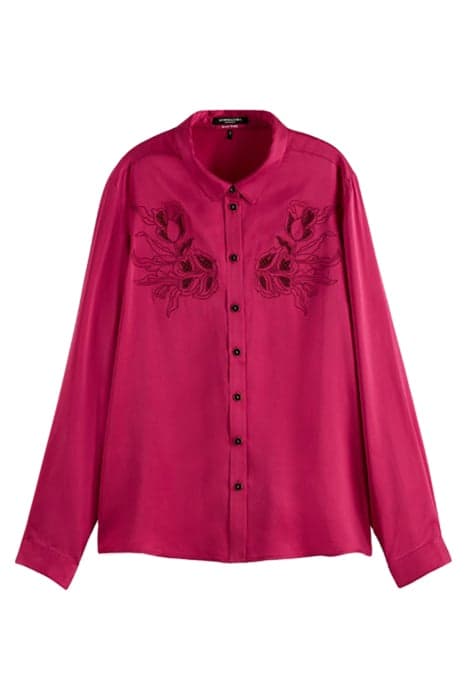 THE JO - EMBROIDERED REGULAR FIT SHIRT IN SILK CHERRY PIE by Scotch & Soda