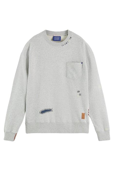 INDIGO DENIM CREWNECK SWEATSHIRT WITH STITCH DETAILS GREY ME by Scotch & Soda