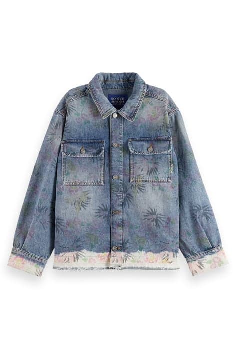 TRUCKER JACKET WITH TIE DYE ARTWORKS - PEACE AND LOVE PEACE  by Scotch & Soda