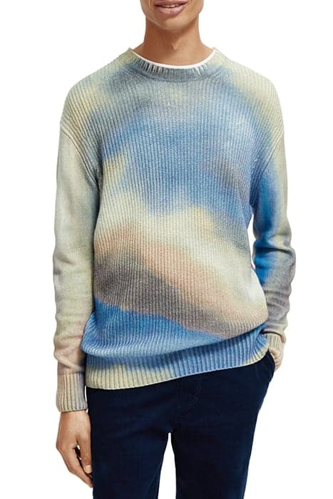 PRINTED CREWNECK PULLOVER BLURRED LANDSCAPE BLUE by Scotch & Soda