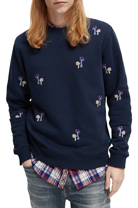 ALLOVER EMBROIDERED SWEATSHIRT STEEL by Scotch & Soda