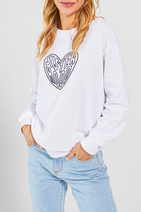 I.CODE OFF-WHITE EMBROIDERED HEART SLOGAN SWEATSHIRT by ICODE