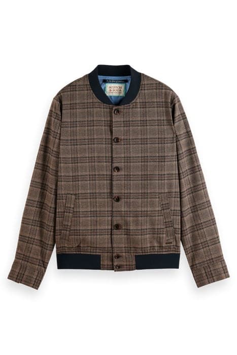 LIGHTWEIGHT YARN-DYED CHECK BOMBER JACKET CAMEL NIGHT CHECK by Scotch & Soda