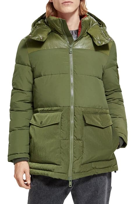 MID LENGTH FABRIC MIX PUFFA JACKET ARMY by Scotch & Soda