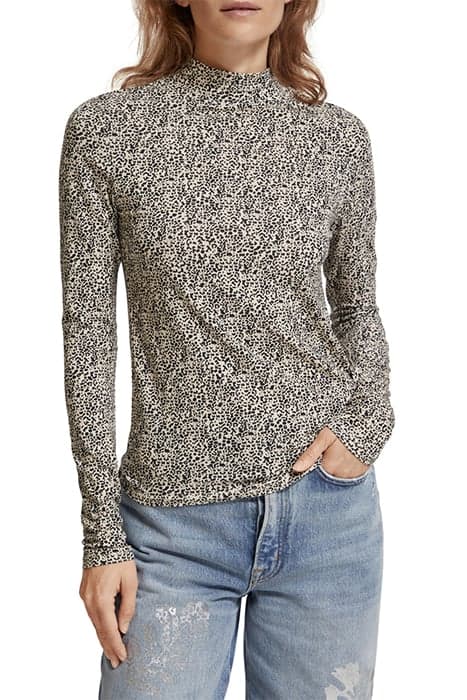 ALL OVER PRINTED MOCKNECK LONG SLEEVED SHIRT LEOPARD SPOT by Scotch & Soda