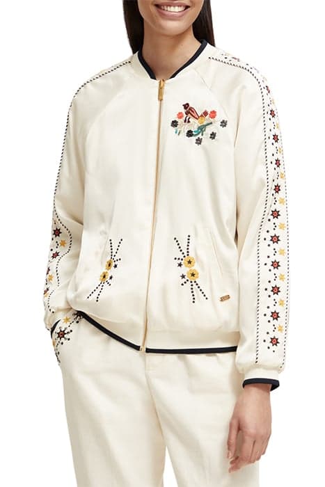 REVERSIBLE EMBROIDERED BOMBER JACKET ECRU by Scotch & Soda