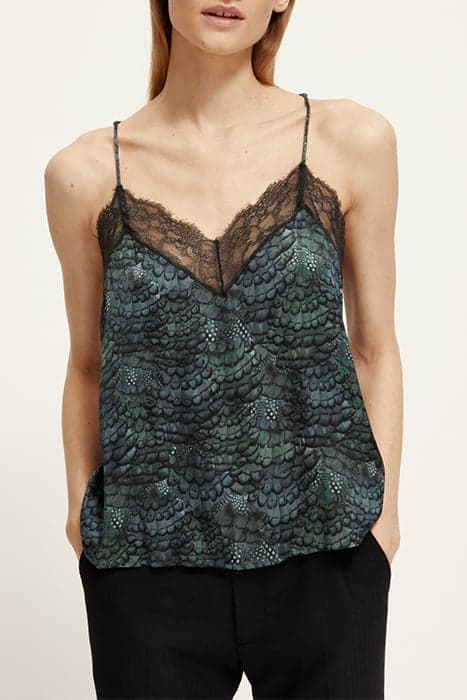 CAMISOLE WITH LACE DETAIL FEATHER BOTTLE GREEN by Scotch & Soda