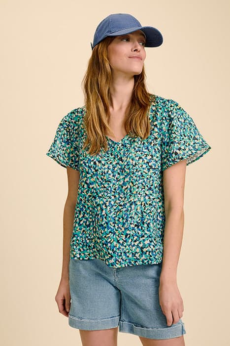 CAMET - MINT TOP WITH ARTY LEO PRINT by ONE STEP