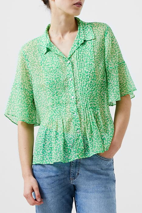 CADIE PINTUCK TOP POISE GREEN by French Connection