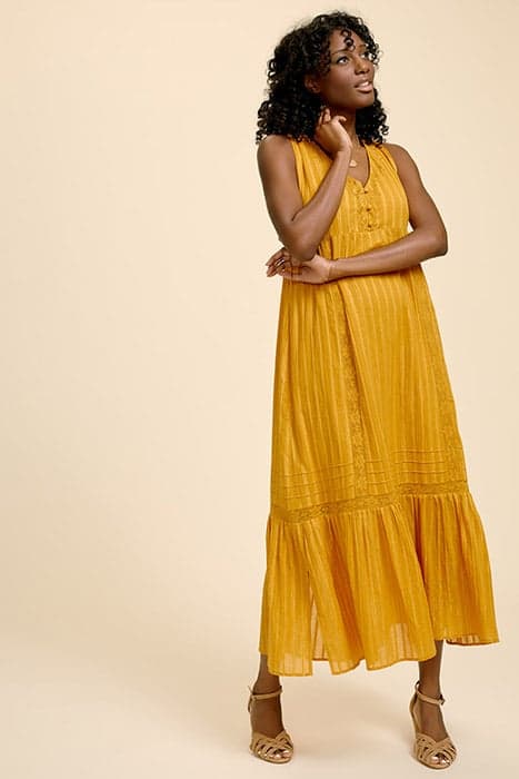 REACH - LONG SPICE DRESS WITH LUREX STRIPES by ONE STEP