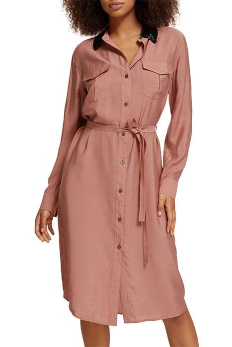 BEADED COLLAR MIDI SHIRT DRESS DUSTY ROSE by Scotch & Soda