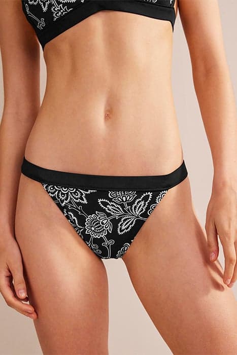 TANGA BIKINI BOTTOMS BLACK, WHITE FLORAL by Boden